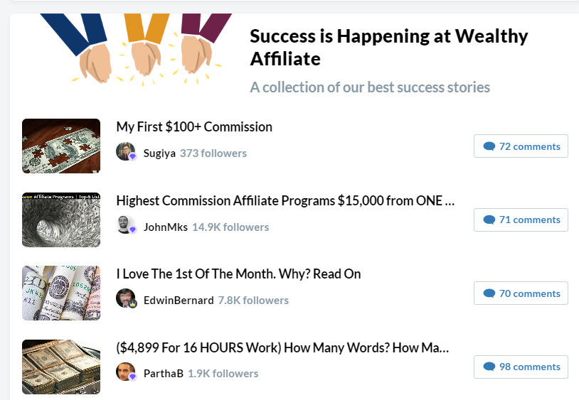 Wealthy affiliate review 23 - success at WA