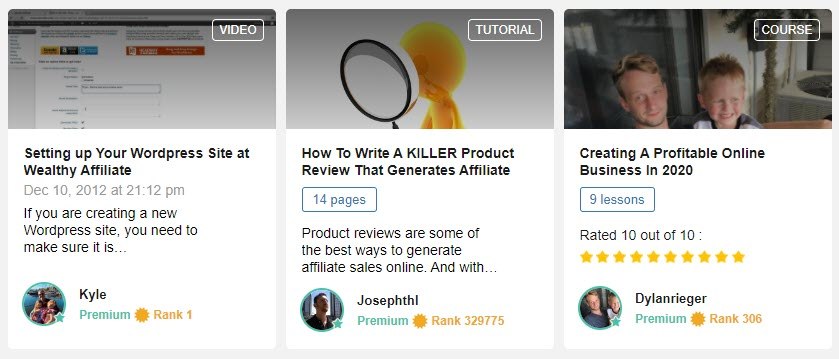 wealthy affiliate review - member training