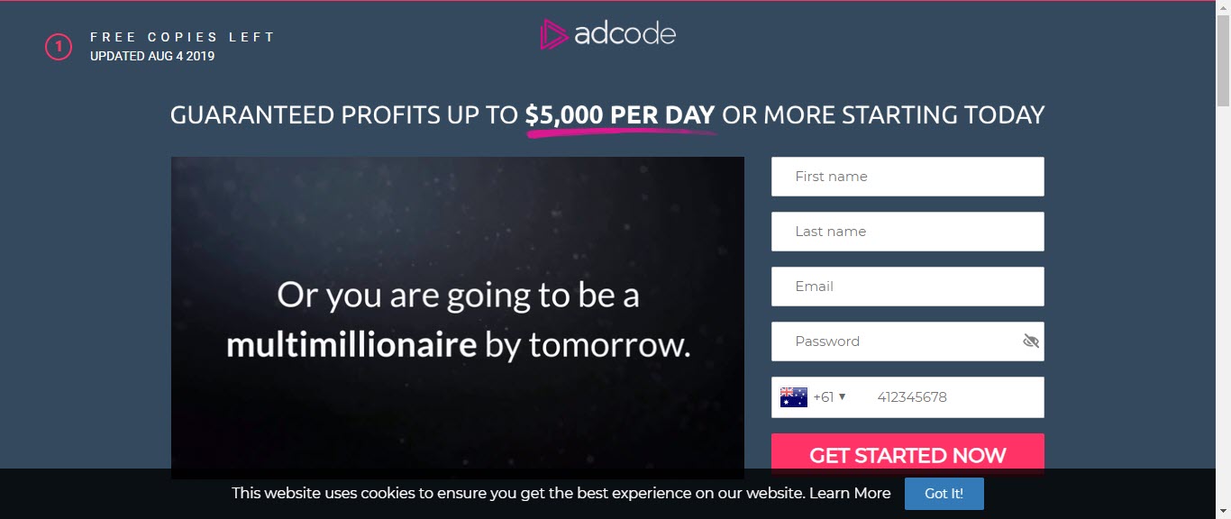 ADcode Review 2019 - sales page
