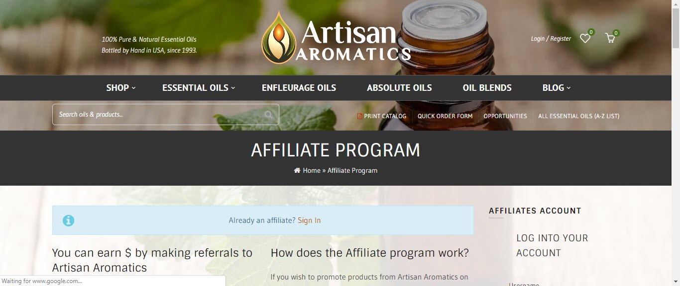 Essential Oils Affiliate Programs - artisan affiliate