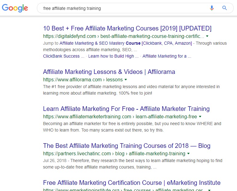 Free Affiliate Marketing Training Programs - search