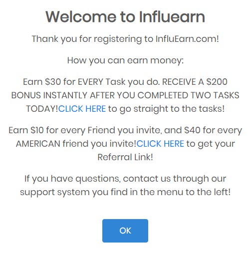 Earn Money Online with Influearn - welcome blurb
