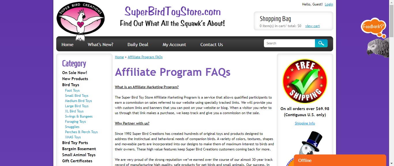 Toy Affiliate Programs - birdtoyshop affiliate