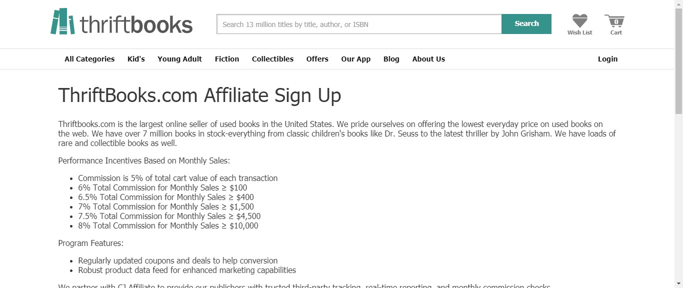 book affiliate programs - thriftbooks affiliate