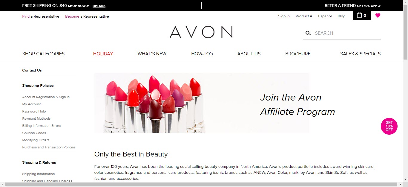 Cosmetics Affiliate Programs - Avon affiliate