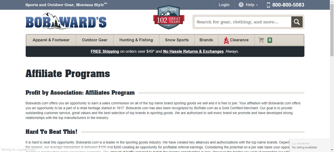 Fishing Affiliate Programs - Bob Wards affiliate