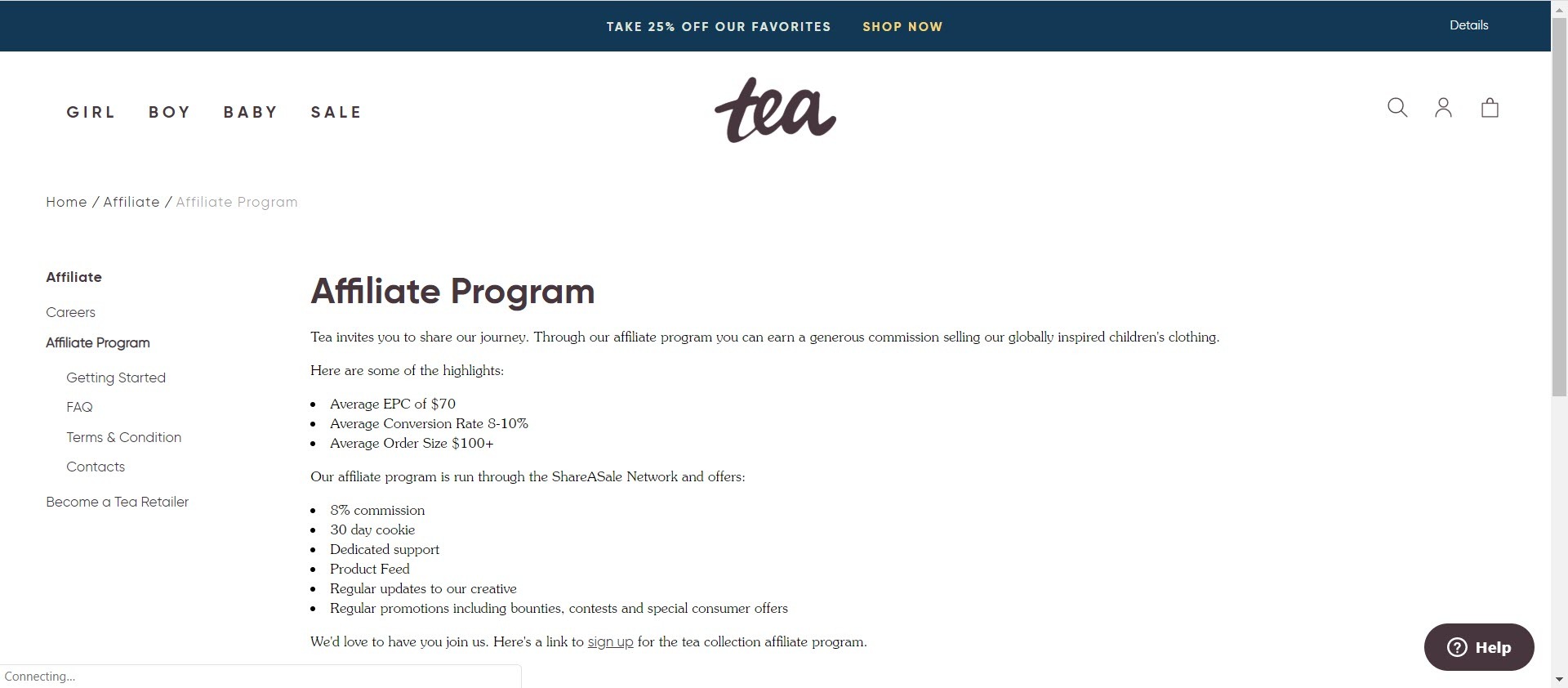clothing affiliate marketing programs - Tea Collection affiliate