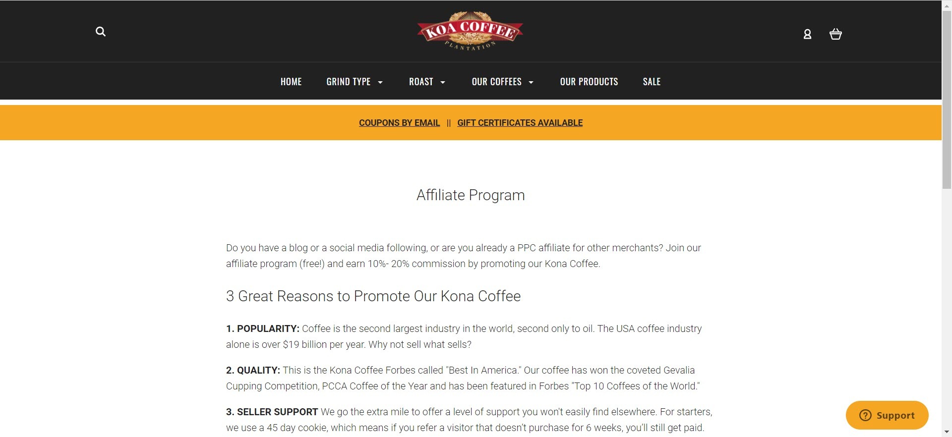 coffee affiliate programs - Koa affiliate