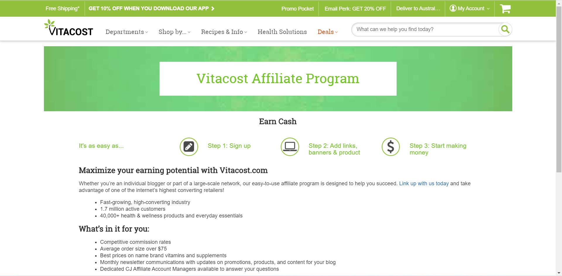 Paleo Affiliate Programs - Vitacoast affiliate