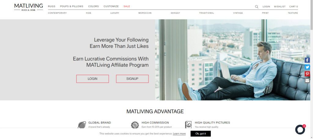Home Decor Affiliate programs - matliving affiliate