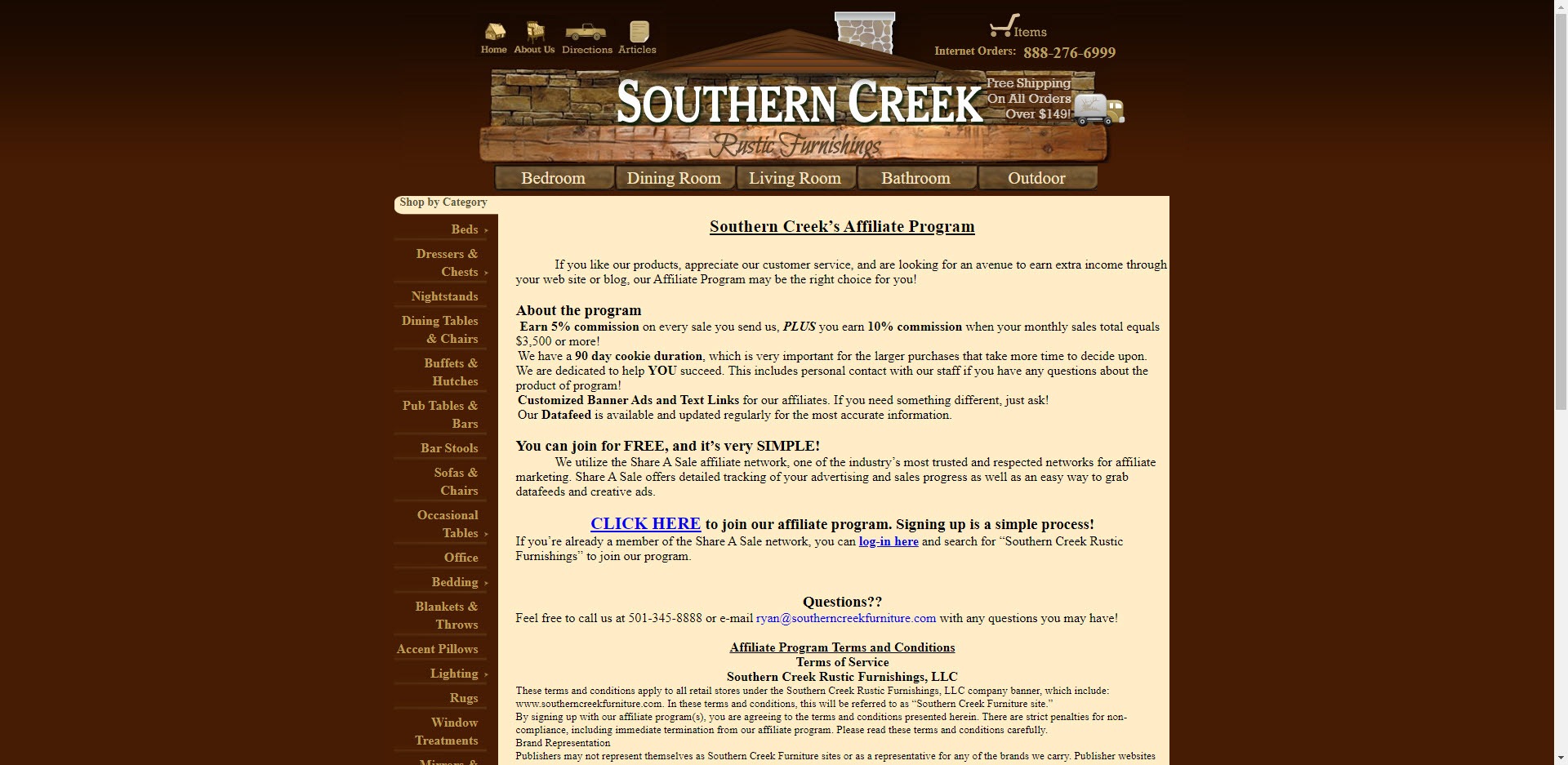 furniture affiliate programs - Southern Creek Affiliate