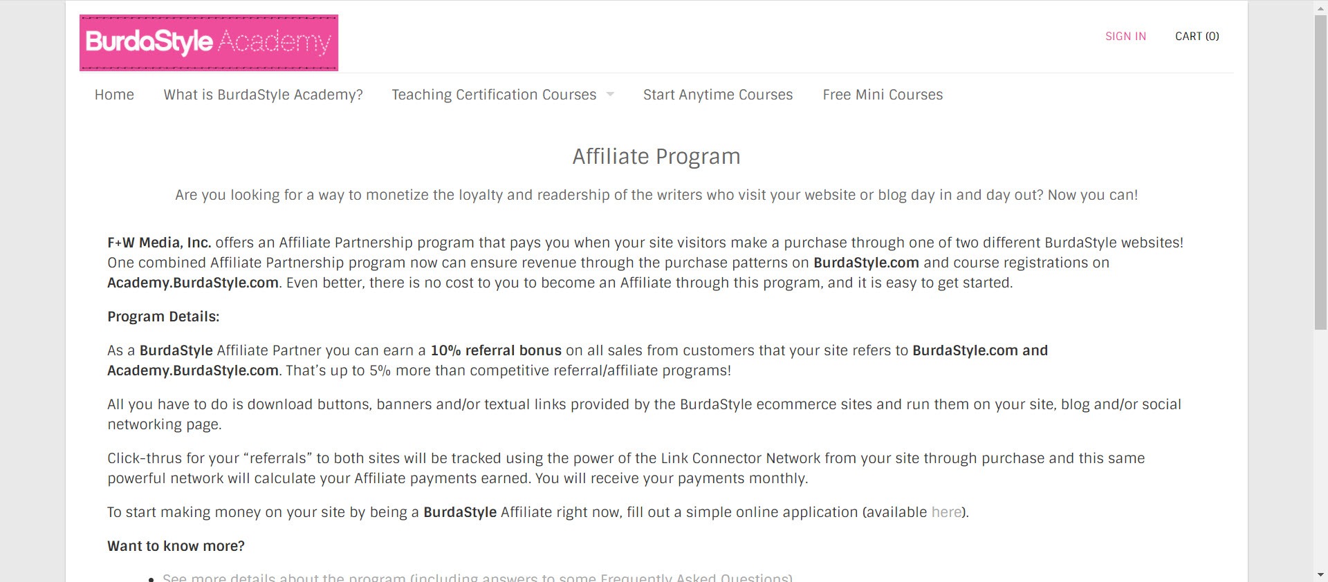 sewing affiliate programs - BurdaStyle Academy affiliate