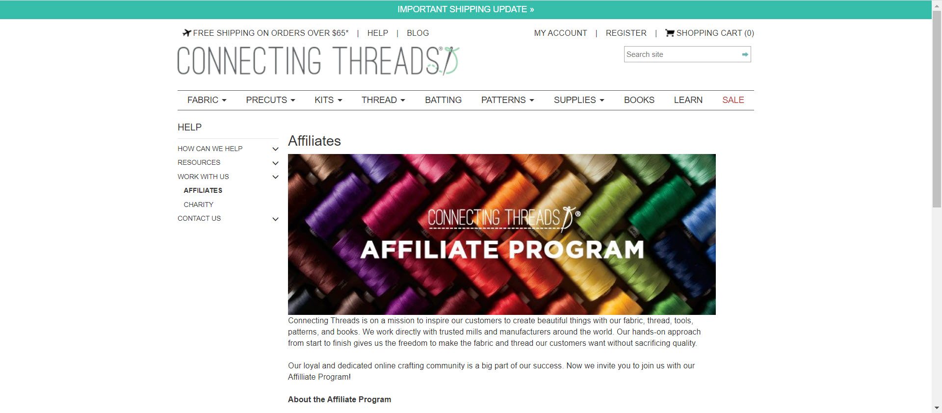 sewing affiliate programs - Connecting Threads affiliate