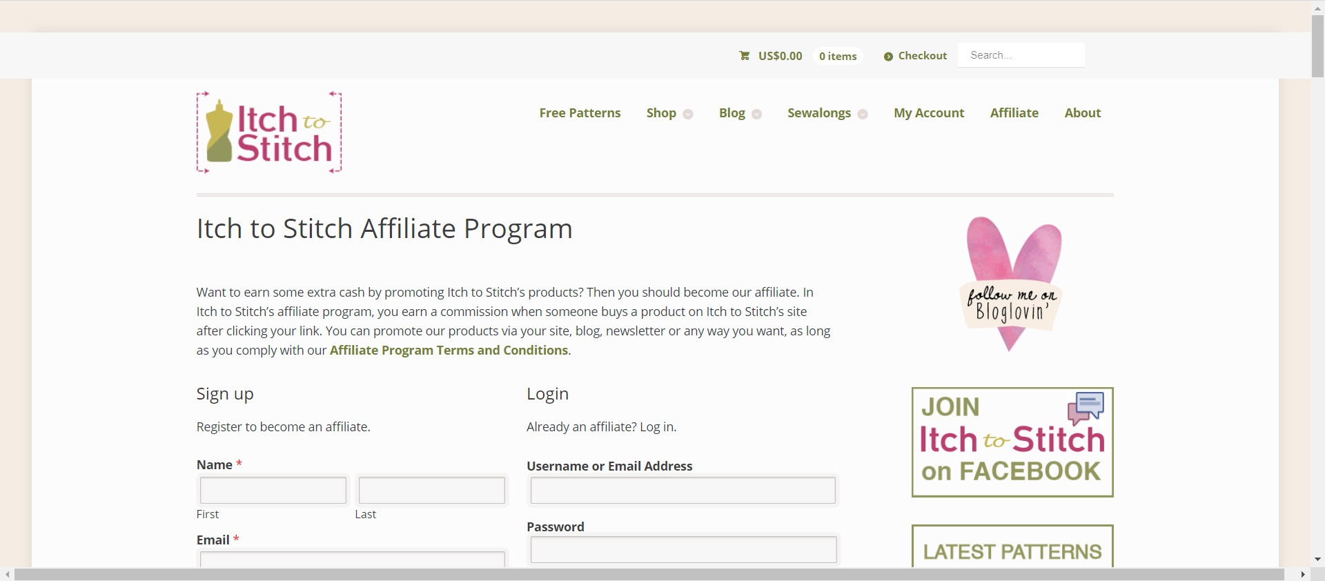 sewing affiliate programs - Itch to Stitch affiliate