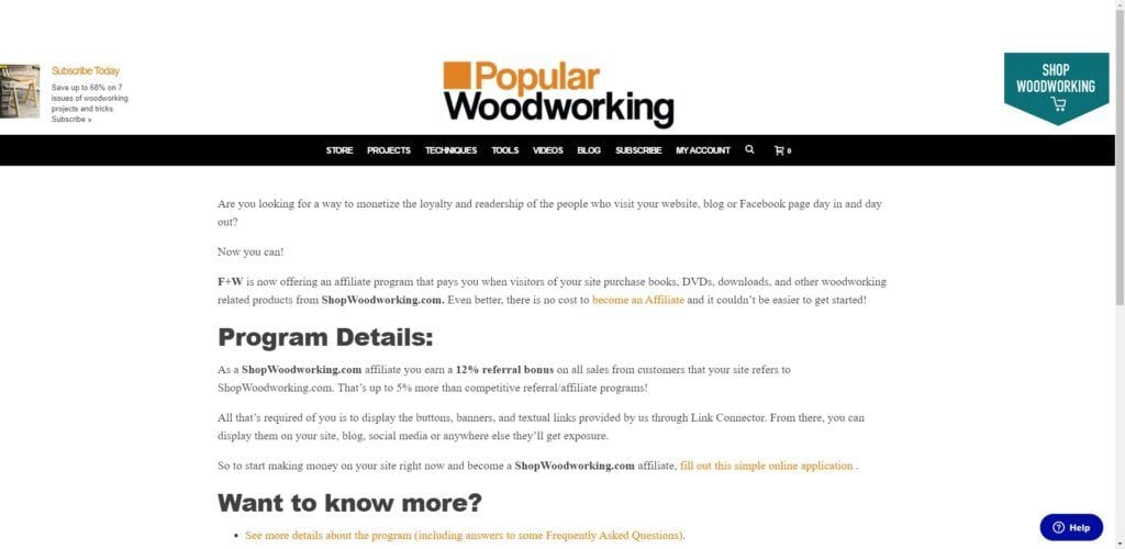 woodworking affiliate programs - popular woodworking affiliate