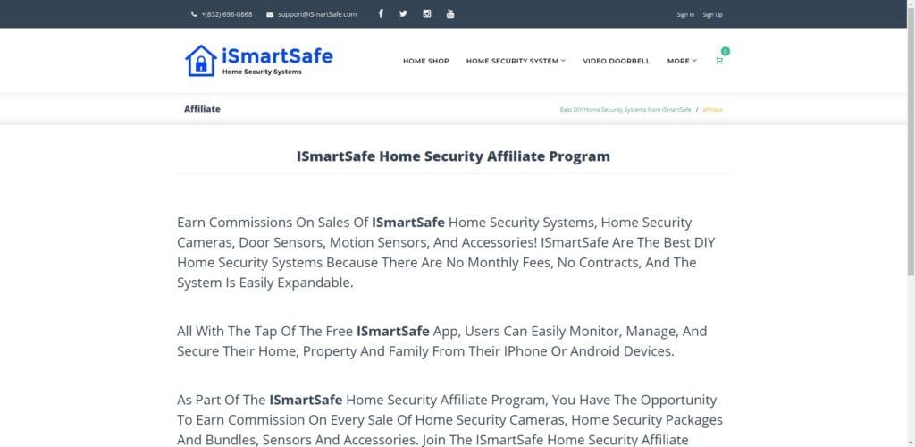 home security affiliate programs - iSmartSafe affiliate