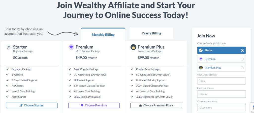 Top Website Hosting Services - Wealthy Affiliate costs