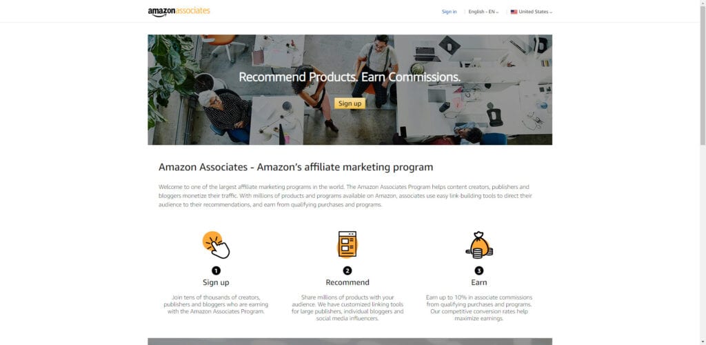 10 best affiliate programs - Amazon associates