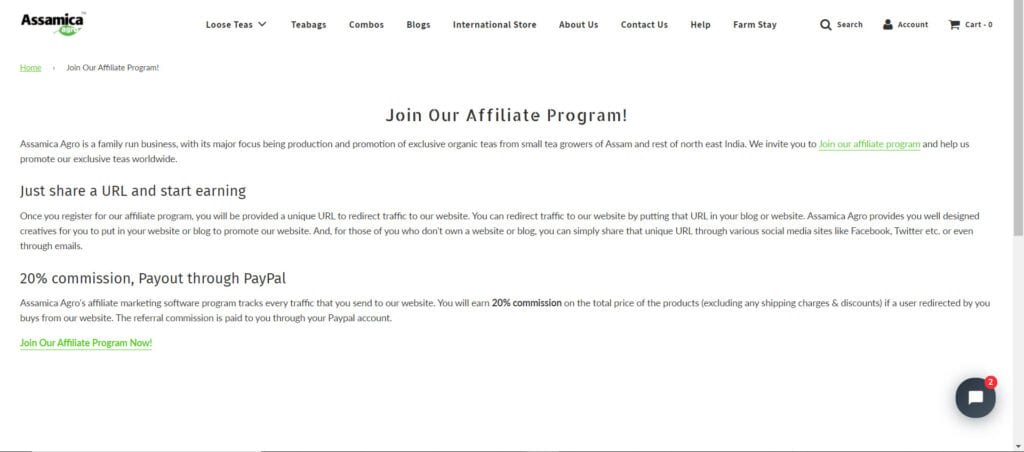 tea affiliate programs - Assamica affiliate