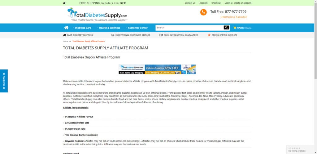 medical supplies affiliate programs - Total Diabetes supply affiliate
