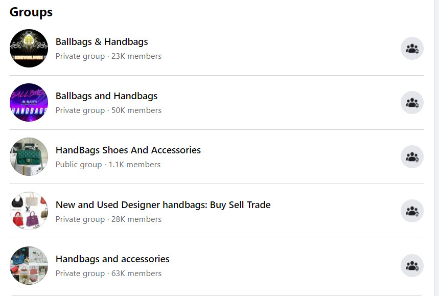 Sell Handbags Online - FB groups