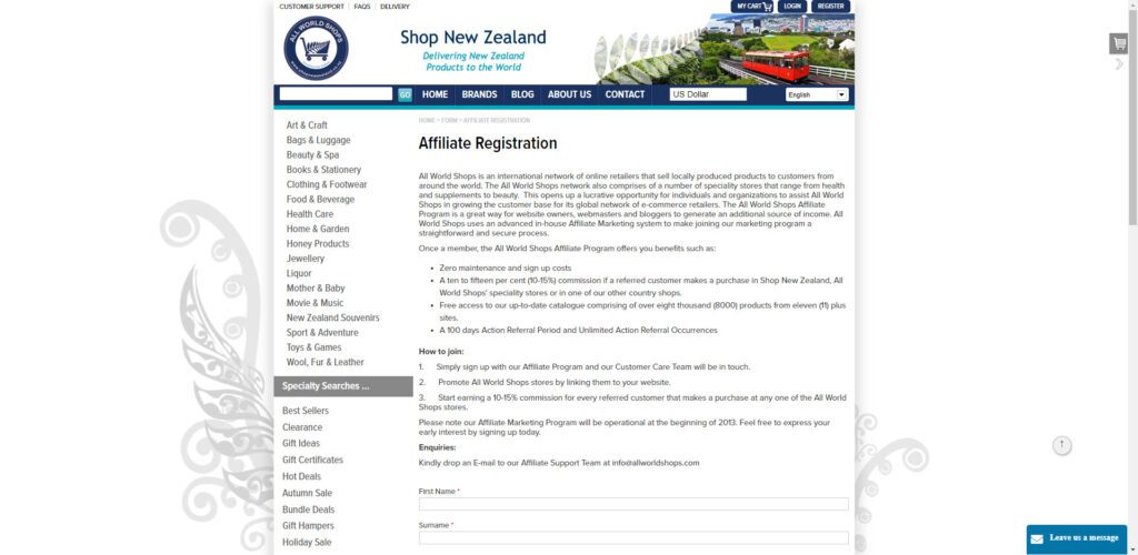 New Zealand Affiliate Programs - Shop New Zealand affiliate