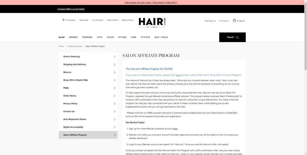 Hair care product Affiliate programs - Hair.com affiliate