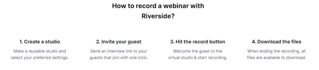 best webinar platforms - Riverside steps
