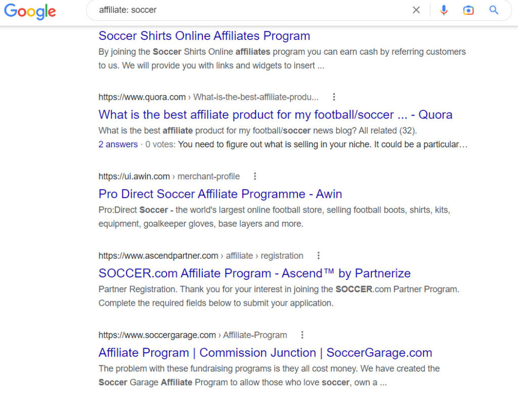 Soccer affiliate programs - affiliate list