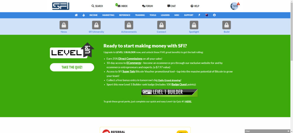 SFI Affiliate Center Review - home page
