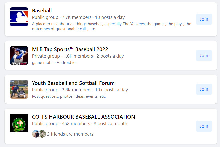 sell baseball gear online - baseball facebook groups