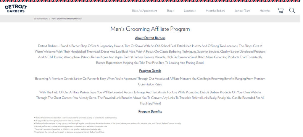 Male grooming affiliate programs - Detroit Barbers affiliate