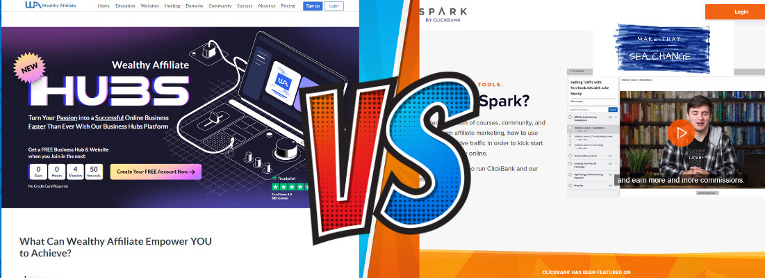 Wealthy Affiliate vs Spark by Clickbank